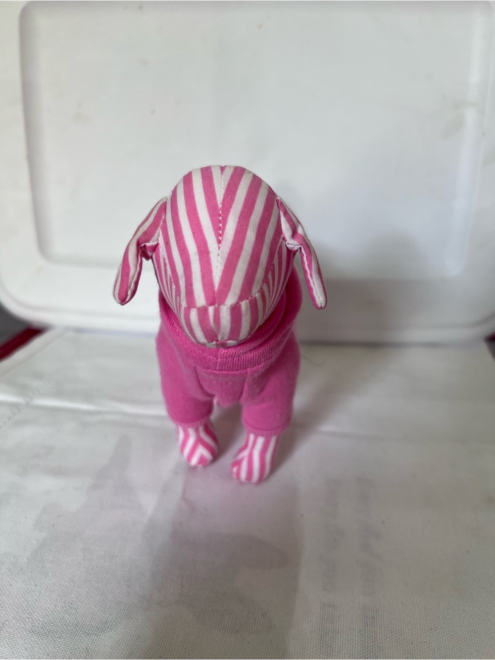 Victoria’s Secret PINK Striped Plush Dog Hoodie Stuffed Animal Collectible - Picture 3 of 5